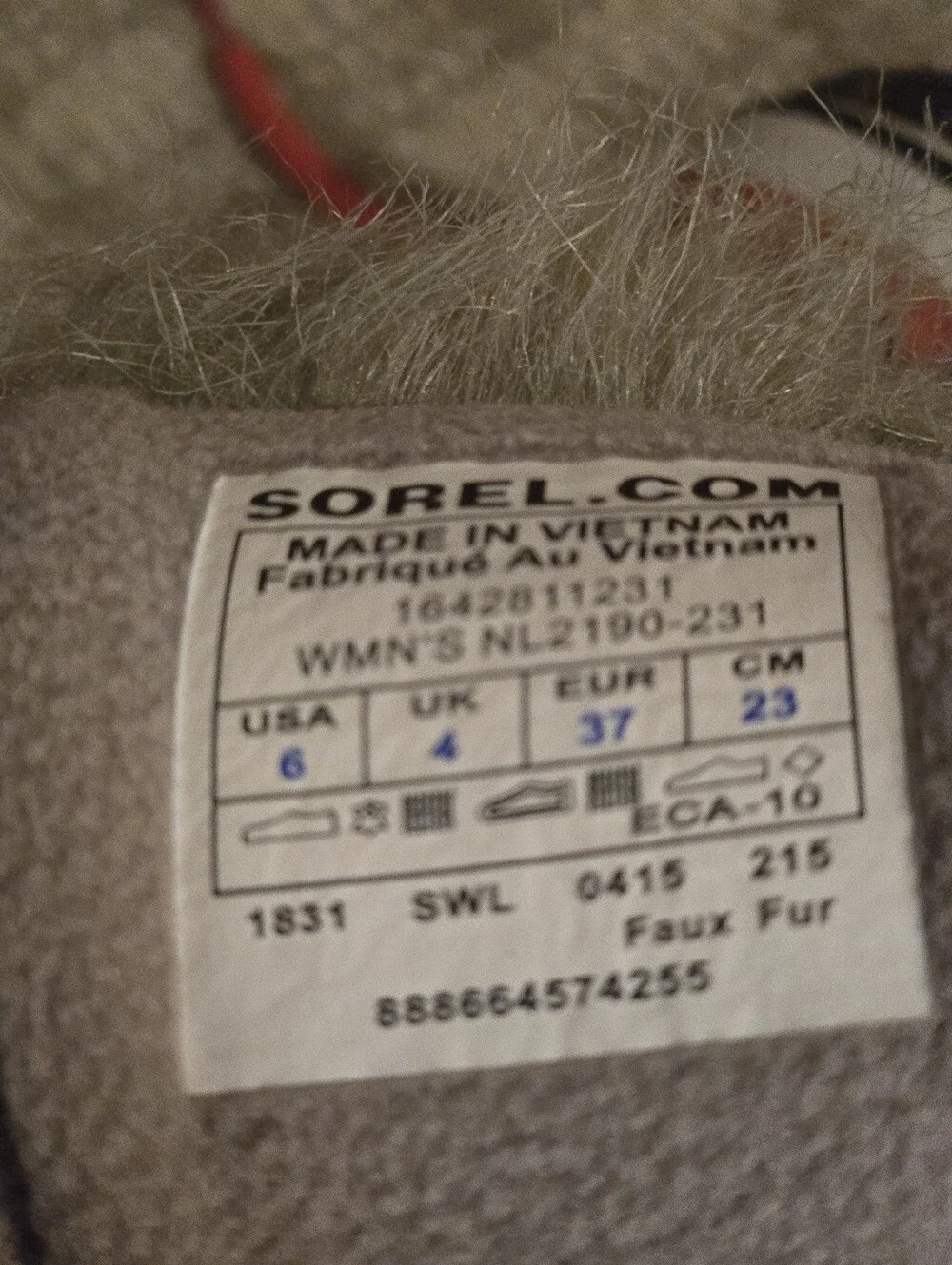 Sorel Kids Waterproof Herringbone Boots with Gray Faux Fur and Red Accents